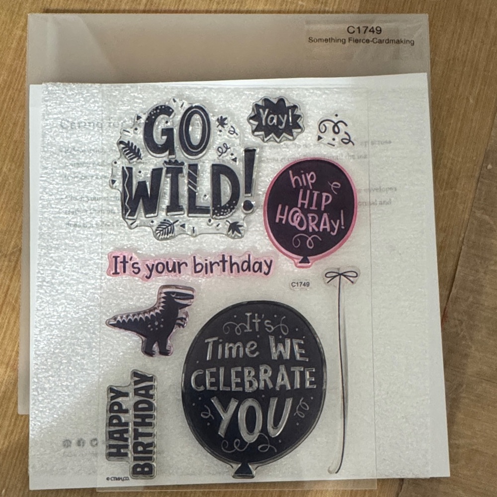 Something Fierce 'Go Wild!' Birthday Clear Stamp Set - Pink & Black
